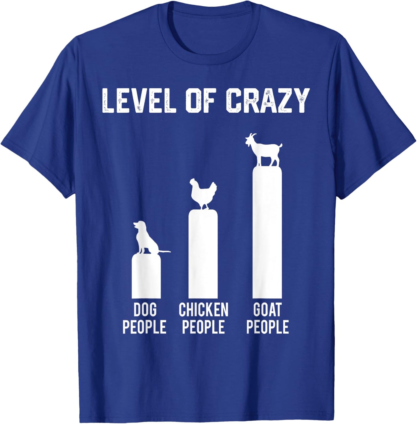 Level Of Crazy Dog People Chicken People Goat People T-Shirt - T-Shirt | Royal