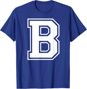 Letter B Capital Alphabet College Varsity Monogram Club T-Shirt - T-Shirt | Royal