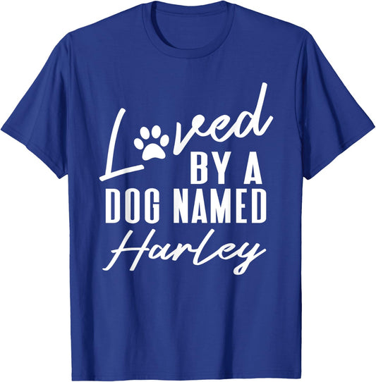 Personalized Dog Name Harley Gift Pet Lover Paw Print Men Women Kids T-Shirt - T-Shirt | Royal