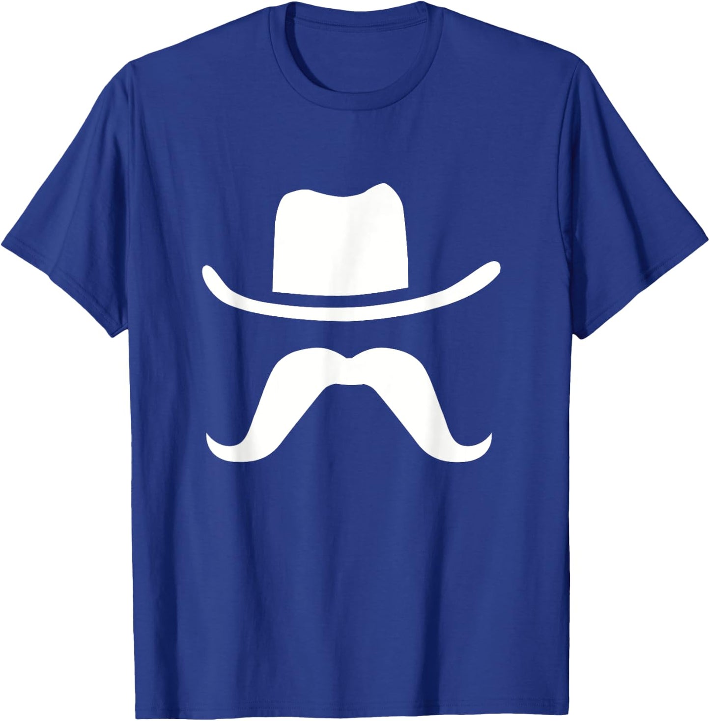Cowboy Hat & Mustache Funny Silhouette Dark T-Shirt - T-Shirt | Royal
