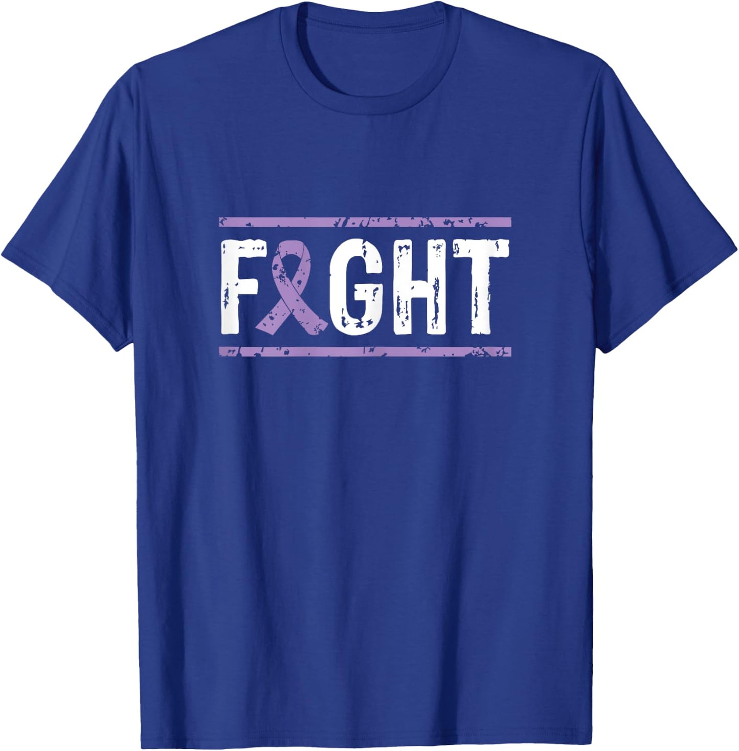 Vulvar Cancer Awareness Fight Cancer Purple Ribbon T-Shirt - T-Shirt | Royal