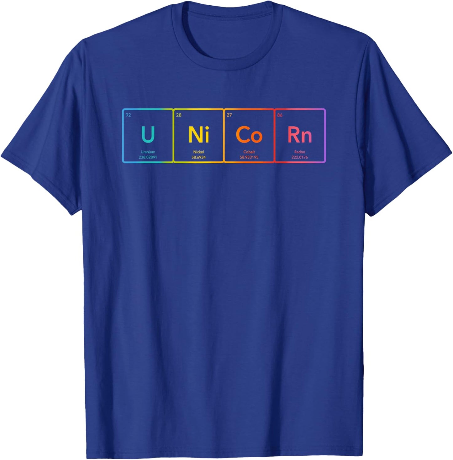 Periodic Table of Elements Rainbow Unicorn T-Shirt - T-Shirt | Royal