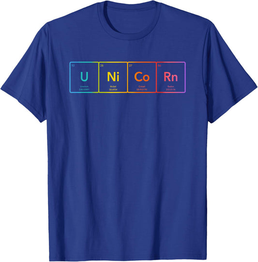 Periodic Table of Elements Rainbow Unicorn T-Shirt - T-Shirt | Royal