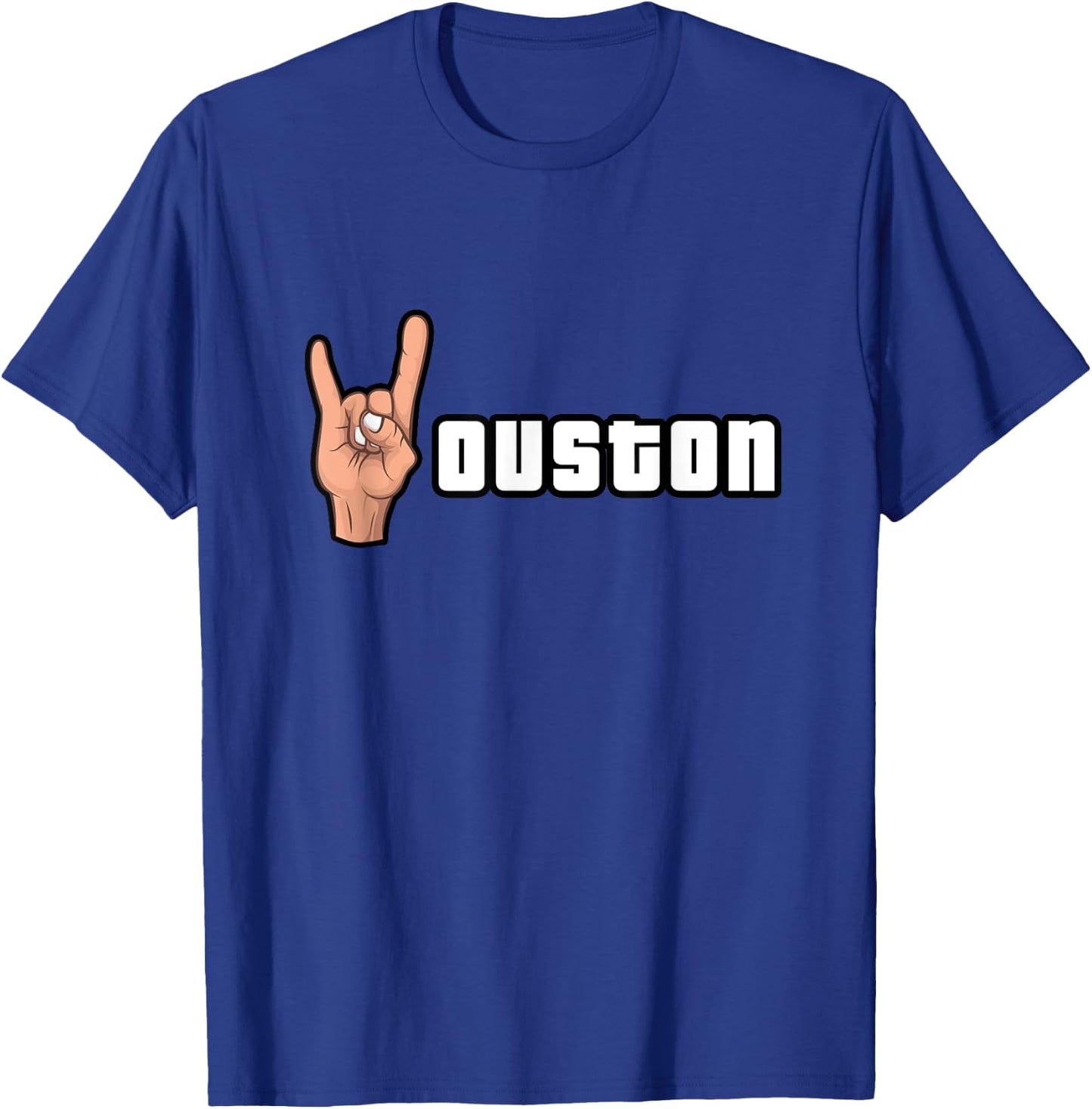 Houston Ouston Hand Gesture For Houston Lovers Texas T-Shirt - T-Shirt | Royal