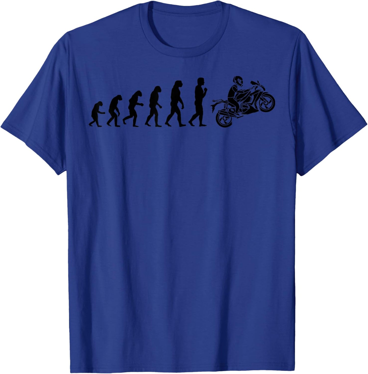 Evolution Motorbike Wheelie | Funny Motor Riders Gift T-Shirt - T-Shirt | Royal