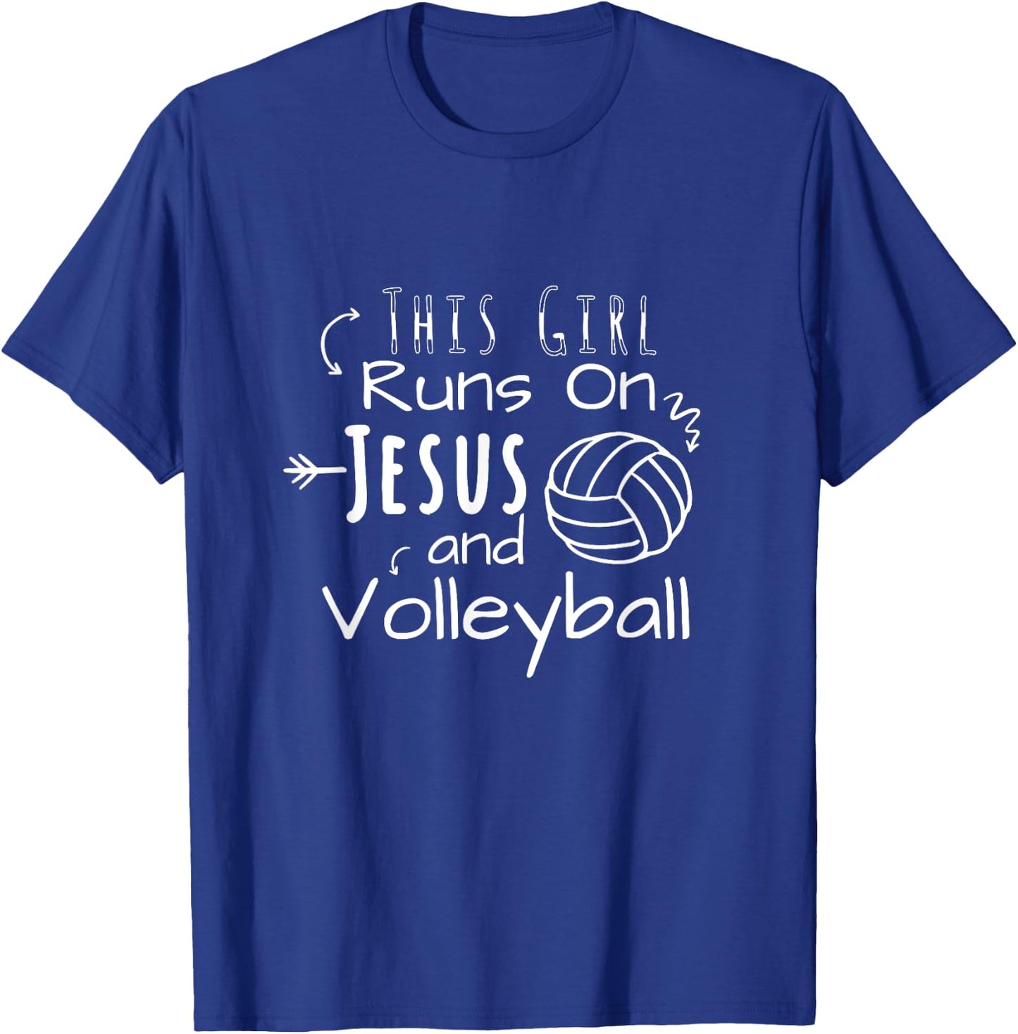 This Girl Runs On Jesus And Volleyball Christian T-Shirt - T-Shirt | Royal