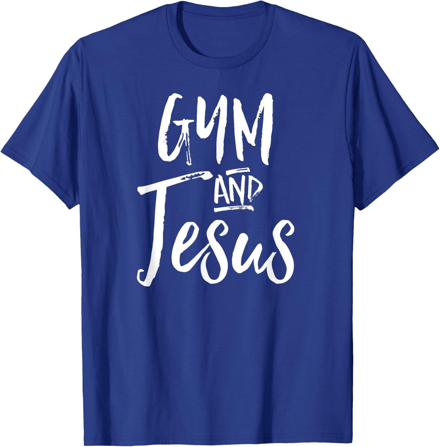 Gym And Jesus Shirt Christian Exercise Workout Yoga T-Shirt - T-Shirt | Royal