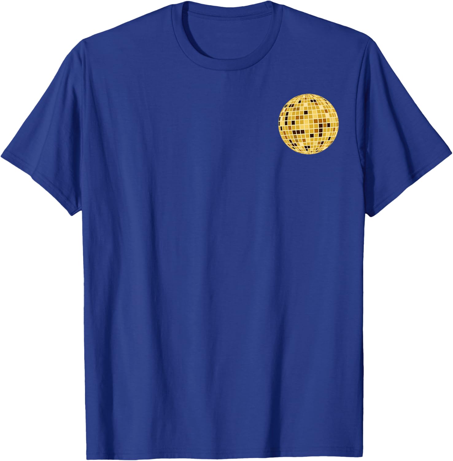 Golden Disco Mirror Ball Retro 70s 80's Pocket Print T-Shirt - T-Shirt | Royal