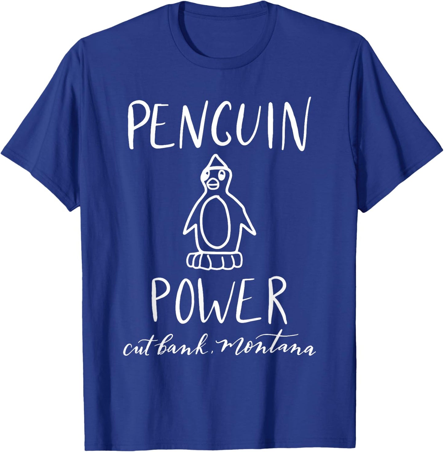 Penguin Power Cut Bank Montana Women's Men's Youth T-Shirt - T-Shirt | Royal