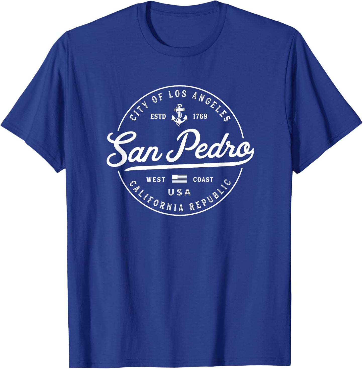 San Pedro California Souvenirs & Gifts Nautical Anchor , -Youth, Black, Small, Short Sleeve T-Shirt - T-Shirt | Royal