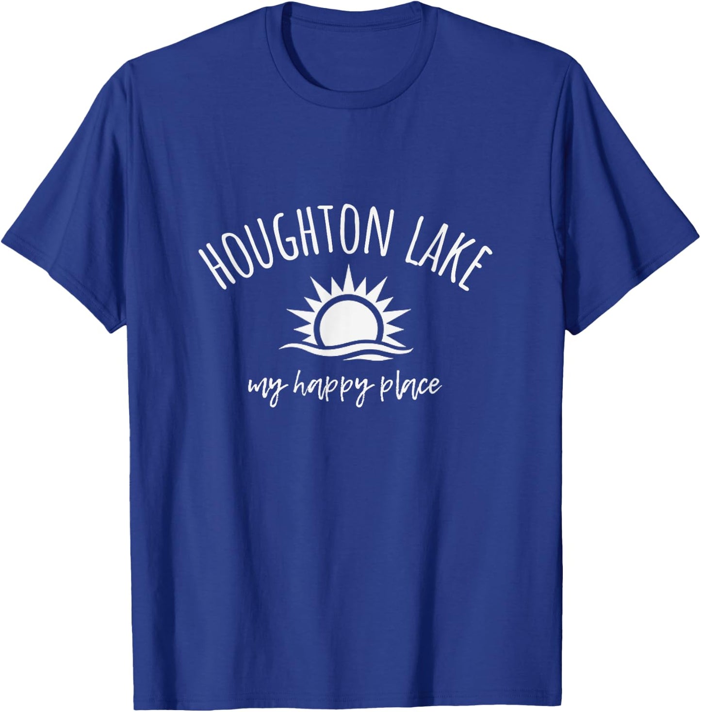 Houghton Lake My Happy Place MI Boating Fishing Camping T-Shirt - T-Shirt | Royal