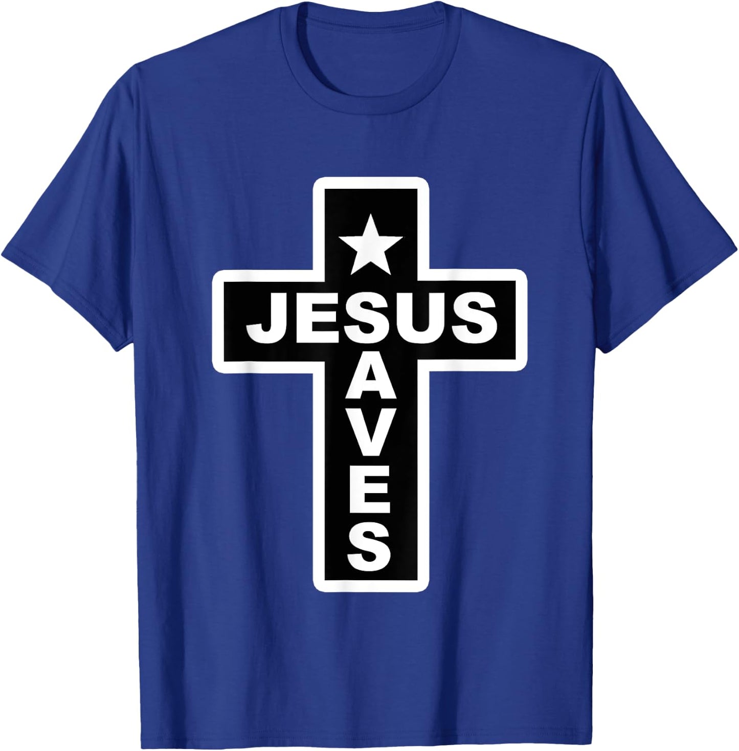 Jesus Saves Christian Faith Bible Cross T-Shirt - T-Shirt | Royal