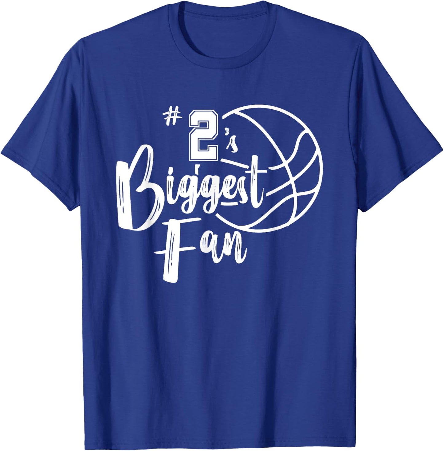 Number 2's Biggest Fan Shirt Basketball Player Mom Dad T-Shirt - T-Shirt | Royal