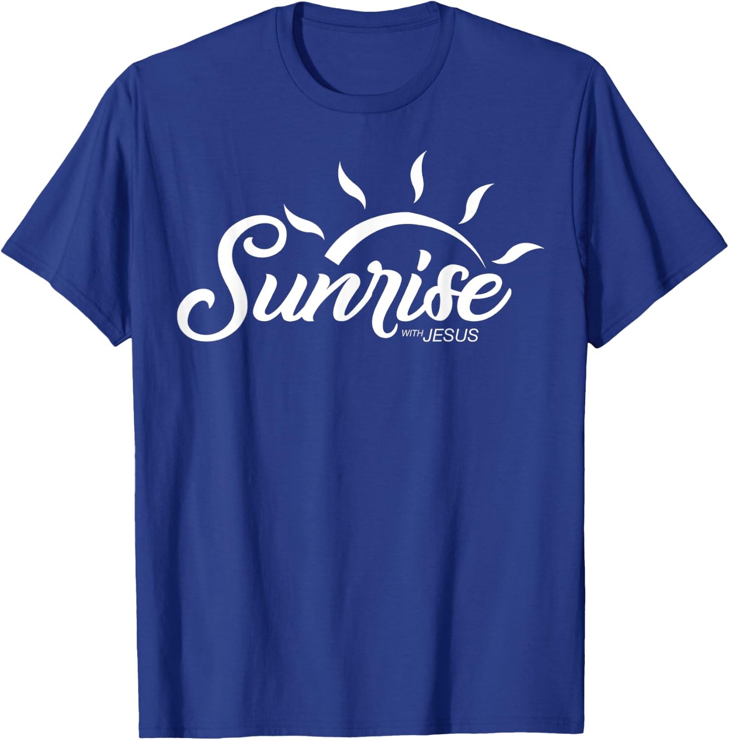 Sunrise with Jesus (Logo in White) T-Shirt - T-Shirt | Royal