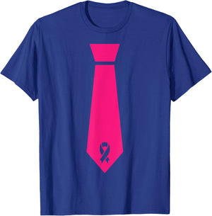 Pink Ribbon Tie Breast Cancer Awareness T-Shirt - T-Shirt | Royal