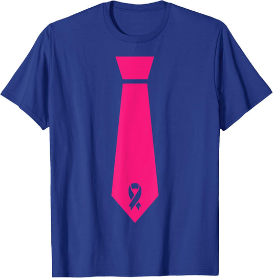 Pink Ribbon Tie Breast Cancer Awareness T-Shirt - T-Shirt | Royal