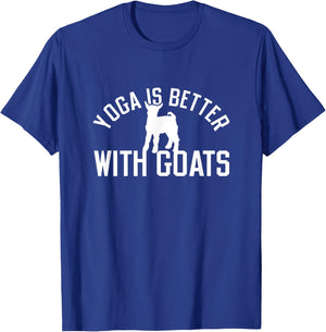 Yoga Is Better With Goats Funny Goat Yoga T-Shirt - T-Shirt | Royal