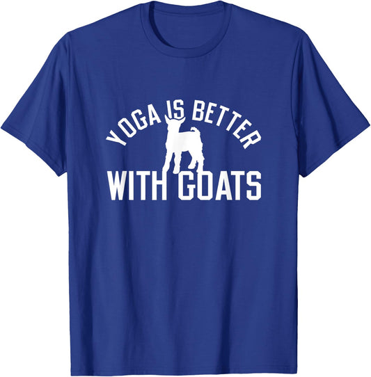 Yoga Is Better With Goats Funny Goat Yoga T-Shirt - T-Shirt | Royal