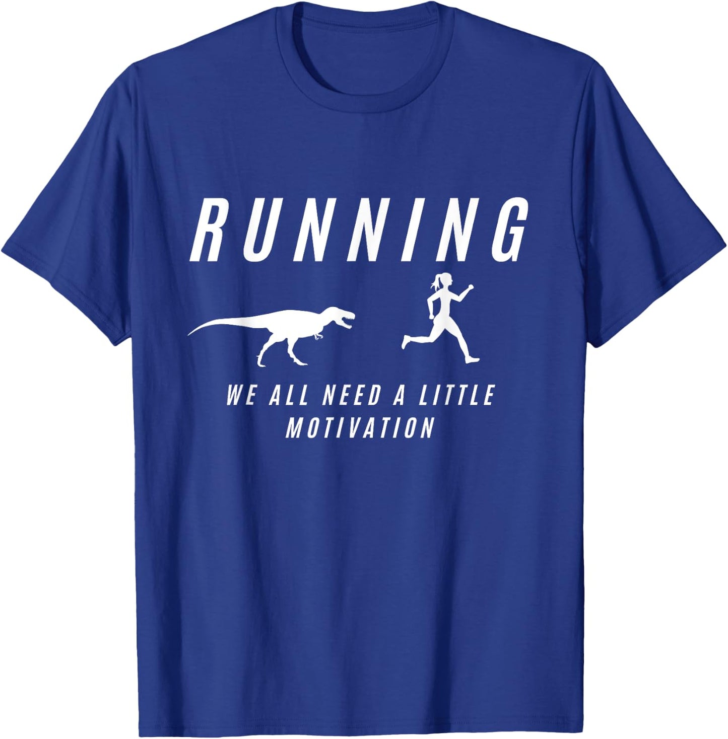 Women Running With Motivation Raptor Funny Runner Dinosaur T-Shirt - T-Shirt | Royal
