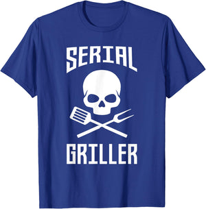 Serial Griller - Father's Day Gift Dad Daddy Grill Barbecue T-Shirt - T-Shirt | Royal