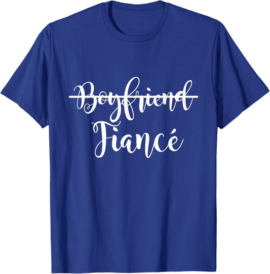 Boyfriend Fiance Present Couple Engagement Just Engaged T-Shirt - T-Shirt | Royal