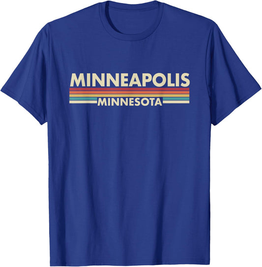 Minneapolis - Minnesota - Vintage / Retro Stripes - Classic T-Shirt - T-Shirt | Royal