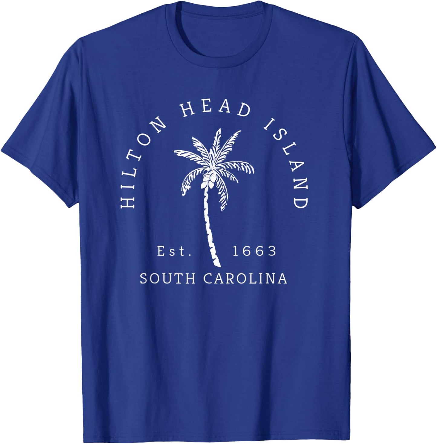 Original Hilton Head Island Palm Tree Novelty Art Surf T-Shirt - T-Shirt | Royal