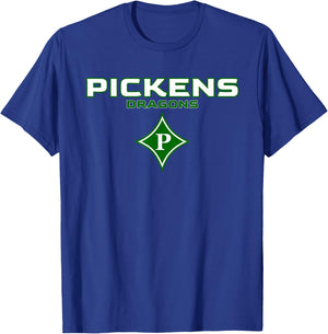 Pickens High School Dragons Stacked T-Shirt - T-Shirt | Royal
