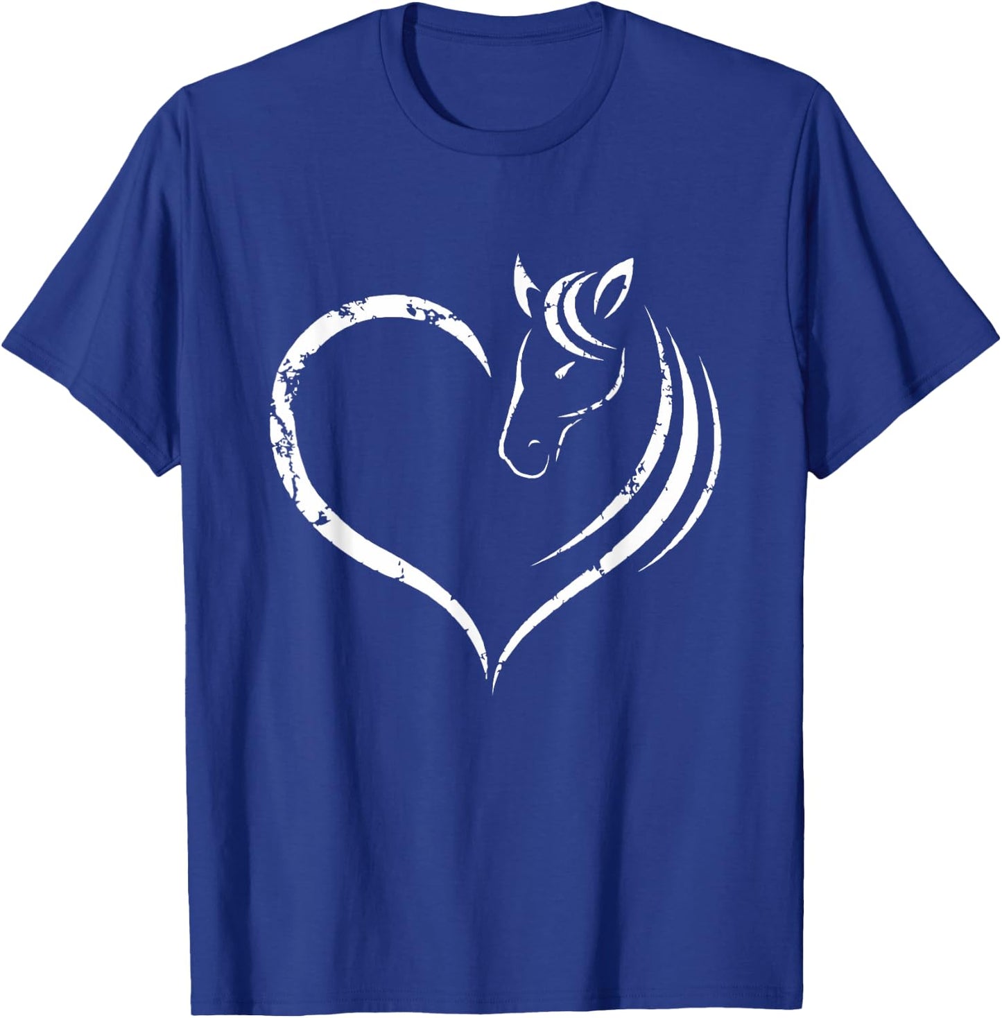 Horse Head Inside Heart Women Ladies Teens Gift T-Shirt - T-Shirt | Royal