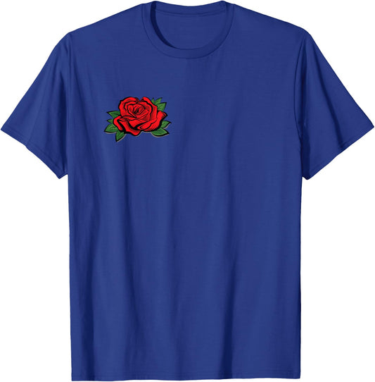 Red Rose Pocket Patch | Tie Dye Rose Pocket Gift T-Shirt - T-Shirt | Royal