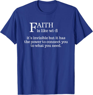 Faith Is Like Wifi - Funny Christian Pastoral T-Shirt - T-Shirt | Royal