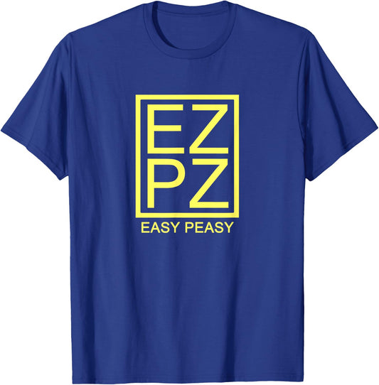 Out N' Away Men's Easy Peasy Funny Acronym EZPZ Humoristic Novelty Typography - Black, Small - Minimalist Square Box Design, Hilarious Meme Slogan T-Shirt - T-Shirt | Royal