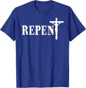 Repent Jesus Saves Religious Gift T-Shirt - T-Shirt | Royal