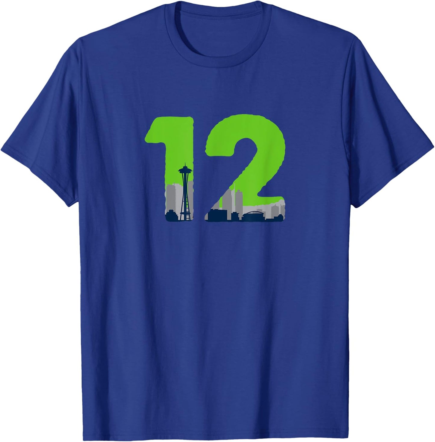12 Seattle Sports Fan Skyline T-Shirt - T-Shirt | Royal
