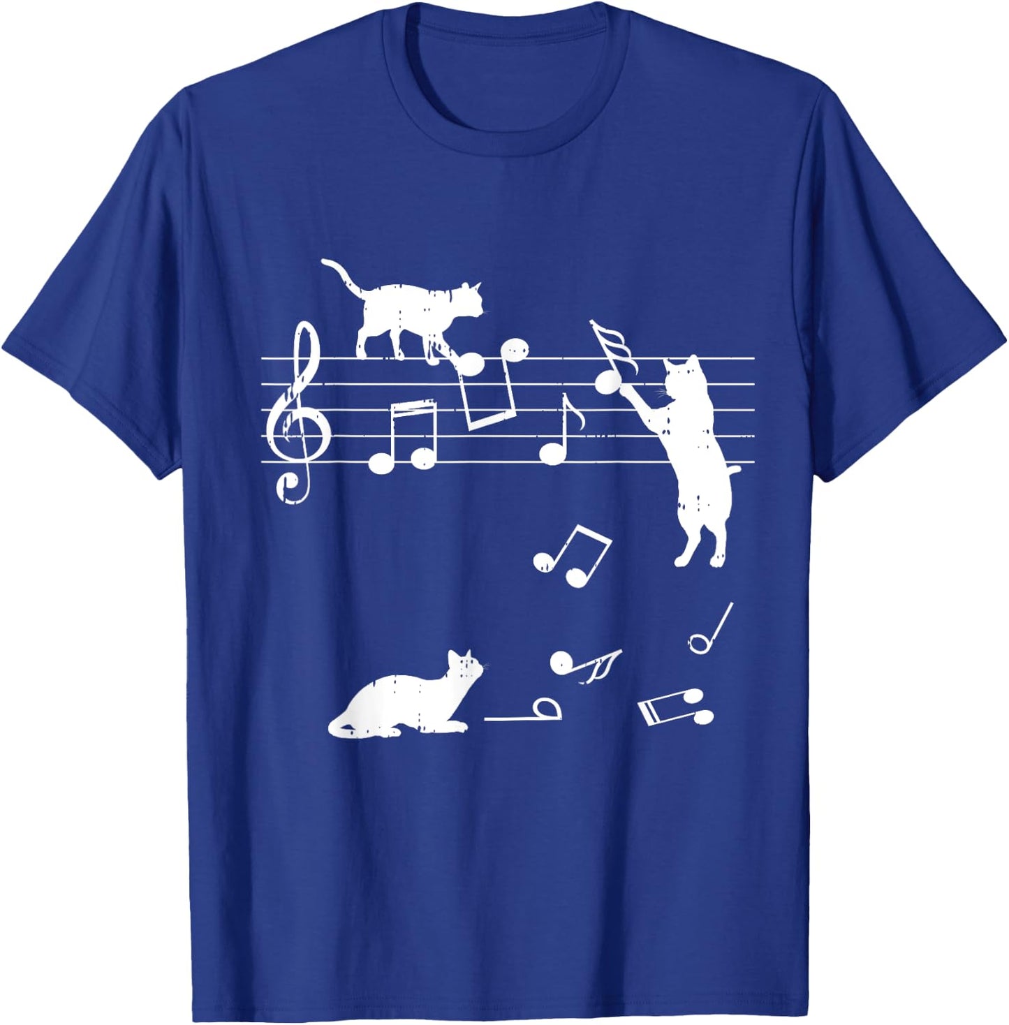 Cats Musical Notes Funny Music Lover Outfit Gift T-Shirt - T-Shirt | Royal