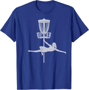 Disc Golfer Pole Dancer Shirt Funny Vintage Disc Golfing T-Shirt - T-Shirt | Royal