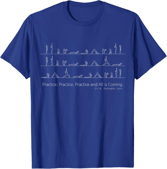 Ashtanga Yoga Sun Salutation - Minimalist Yoga Quote T-Shirt - T-Shirt | Royal