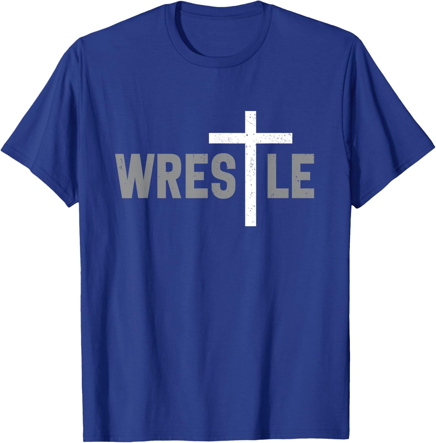 Wrestle Christian Wrestler Cross T-Shirt - T-Shirt | Royal