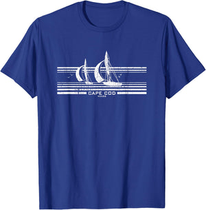 Cape Cod MA Sailboat Vintage 70s T-Shirt - T-Shirt | Royal