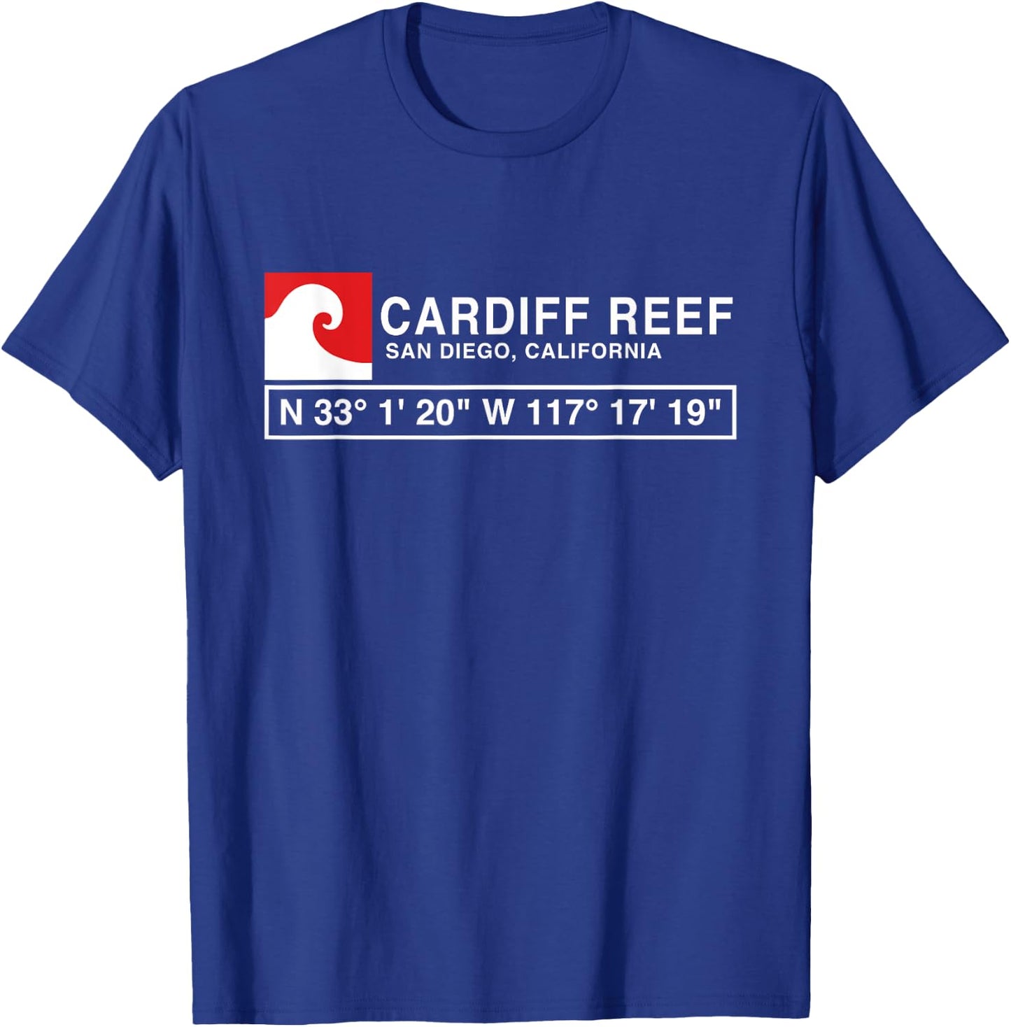 Cool Cardiff Reef Surf with Gps Coordinates T-Shirt - T-Shirt | Royal