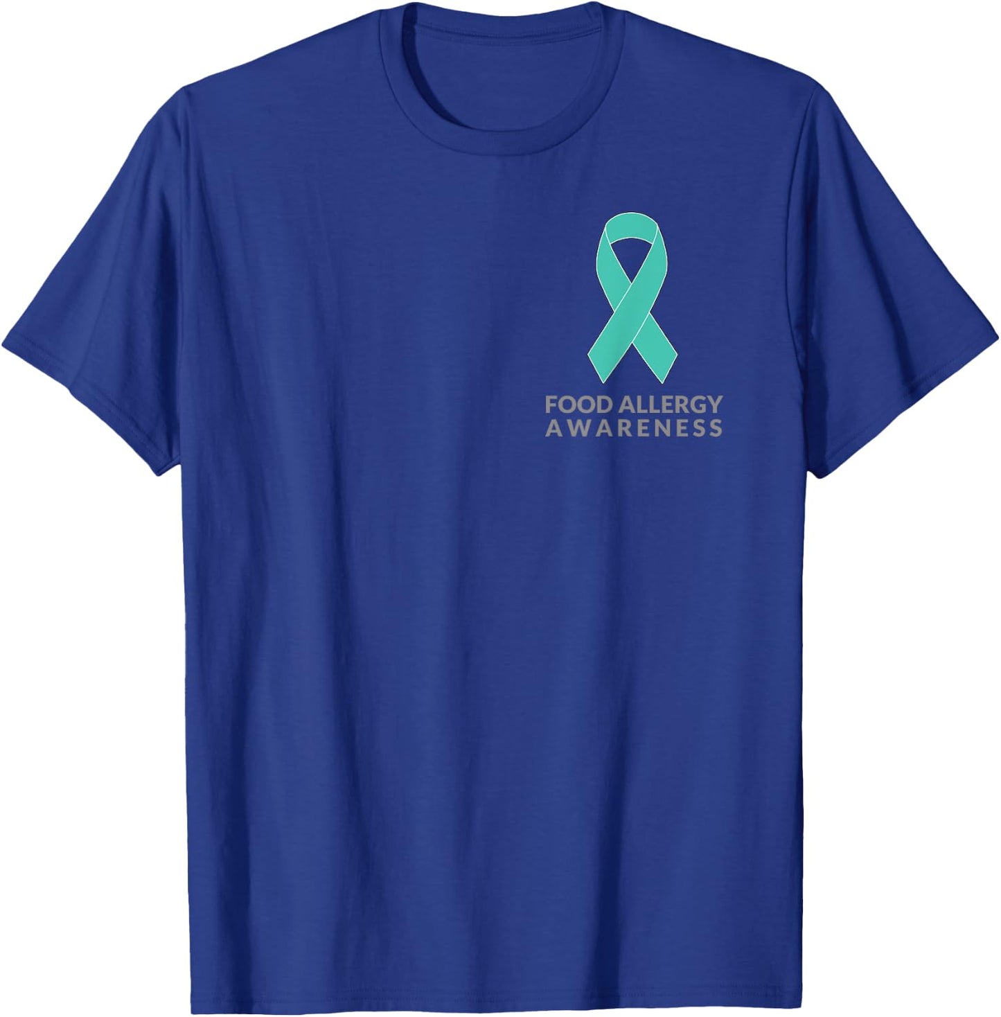 Teal Ribbon Minimalist Shirt Food Allergy Awareness T-Shirt - T-Shirt | Royal