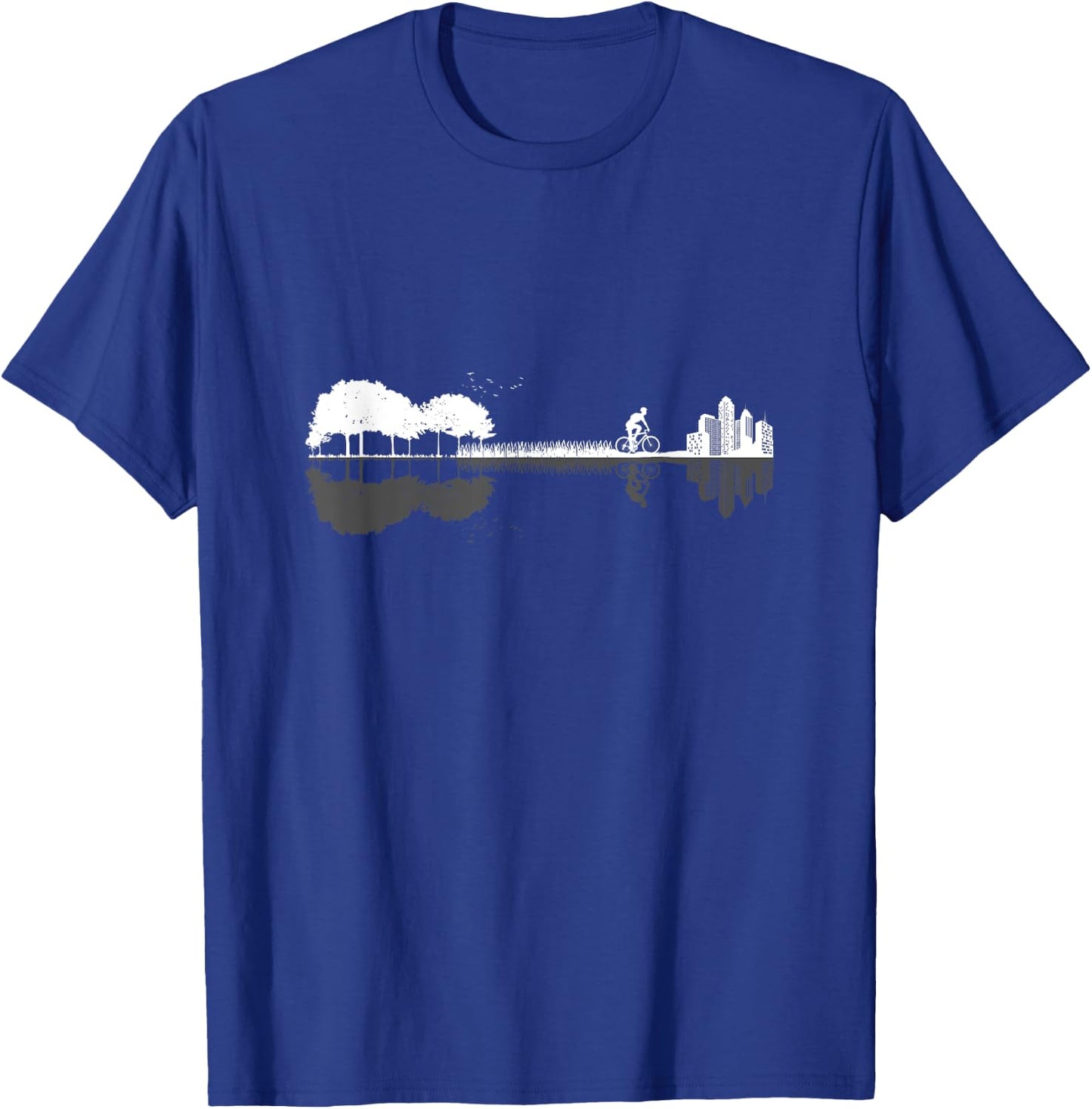 Bicycle Rider Guitar Silhouette Gift T-Shirt - T-Shirt | Royal