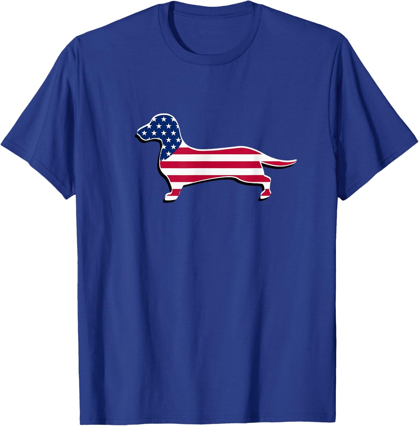 Dachshund Dog - American USA Flag Patriotic 4th Of July T-Shirt - T-Shirt | Royal