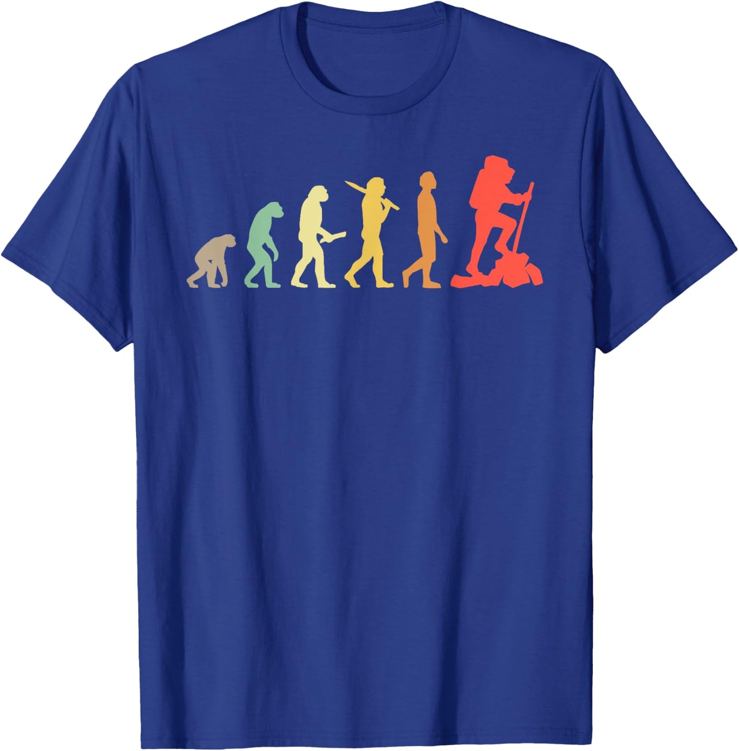 Retro Hiking Evolution Gift Hikers T-Shirt - T-Shirt | Royal
