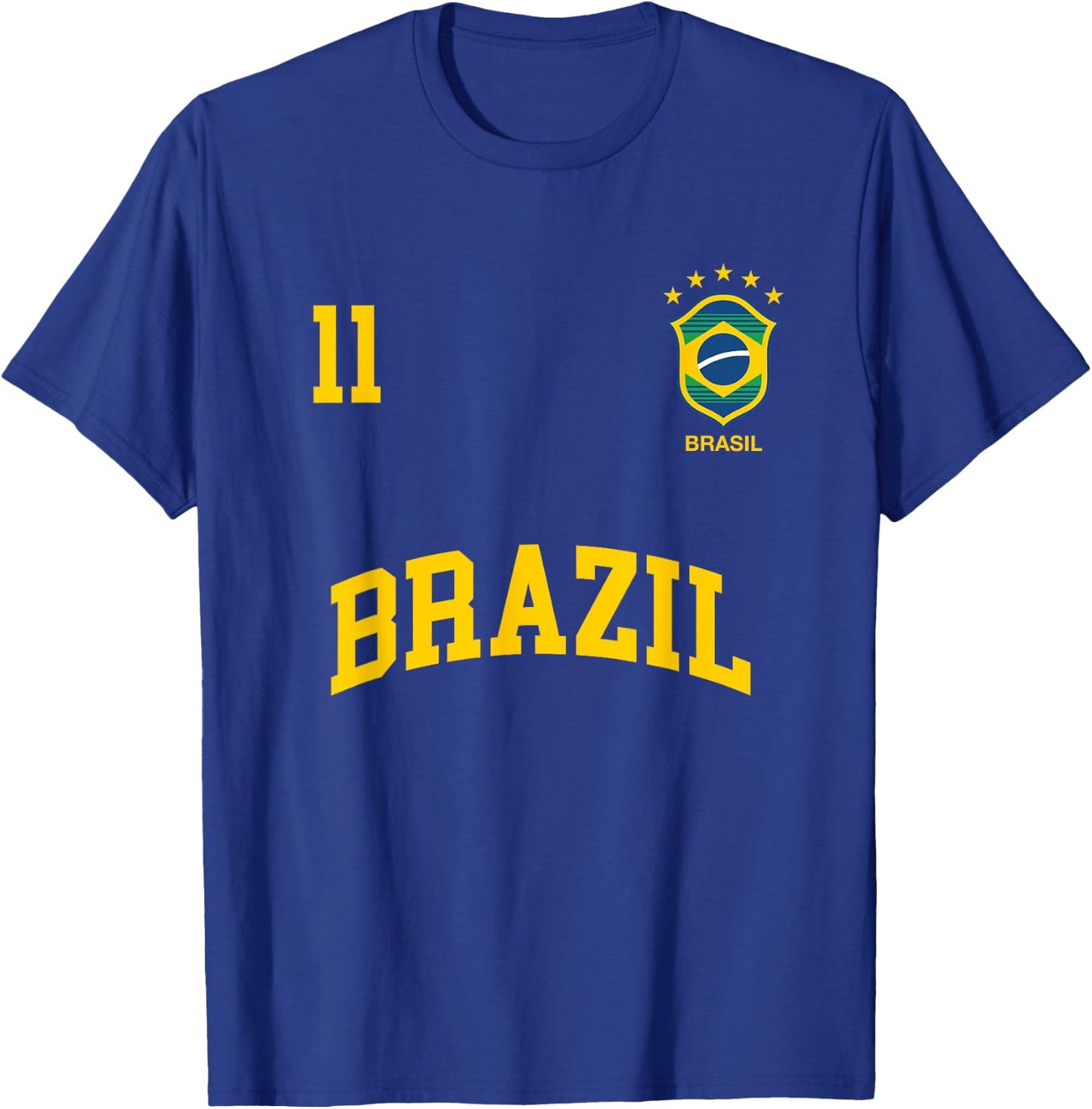 Brazil Number 11 Brazilian Soccer Team Sports Shirt T-Shirt - T-Shirt | Royal