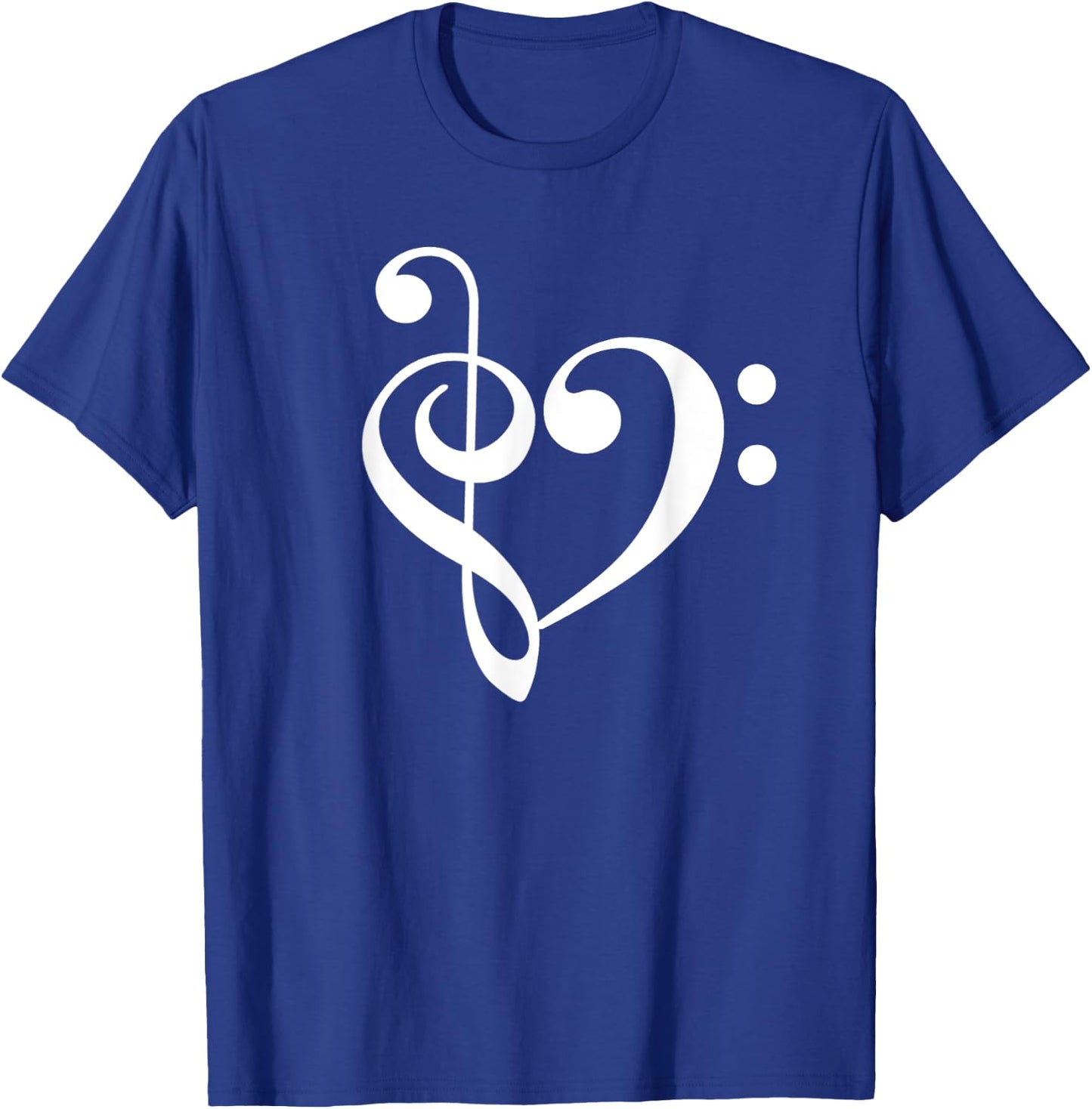 Treble Bass Clef Heart Music Love Orch Dork Band Nerd T-Shirt - T-Shirt | Royal