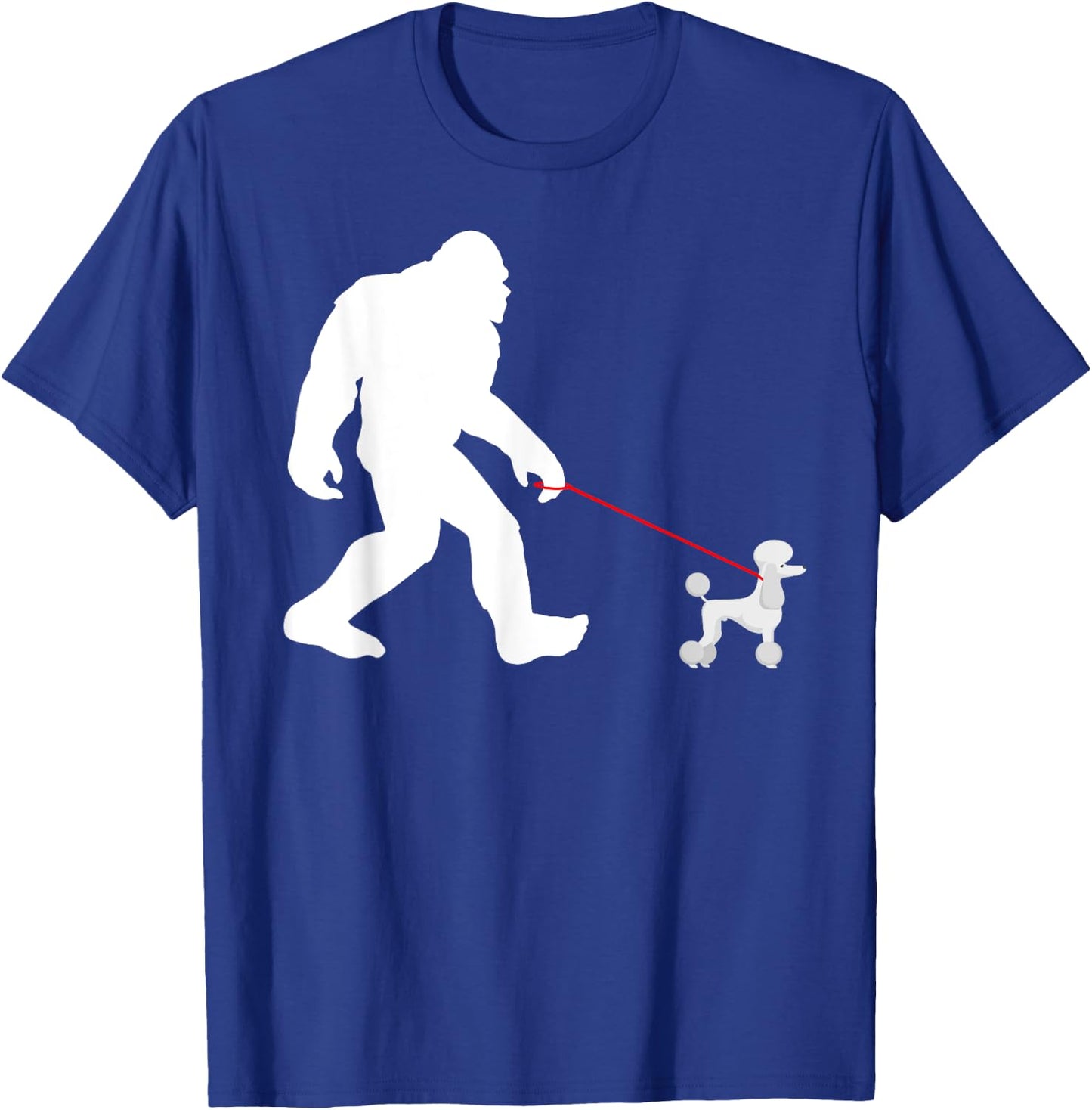 Bigfoot Walking Poodle Sasquatch with Poodle Dog Women Girls Kids T-Shirt - T-Shirt | Royal