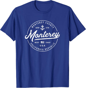 NAUTICAL Anchor Monterey California Travel Vacation T-Shirt - T-Shirt | Royal