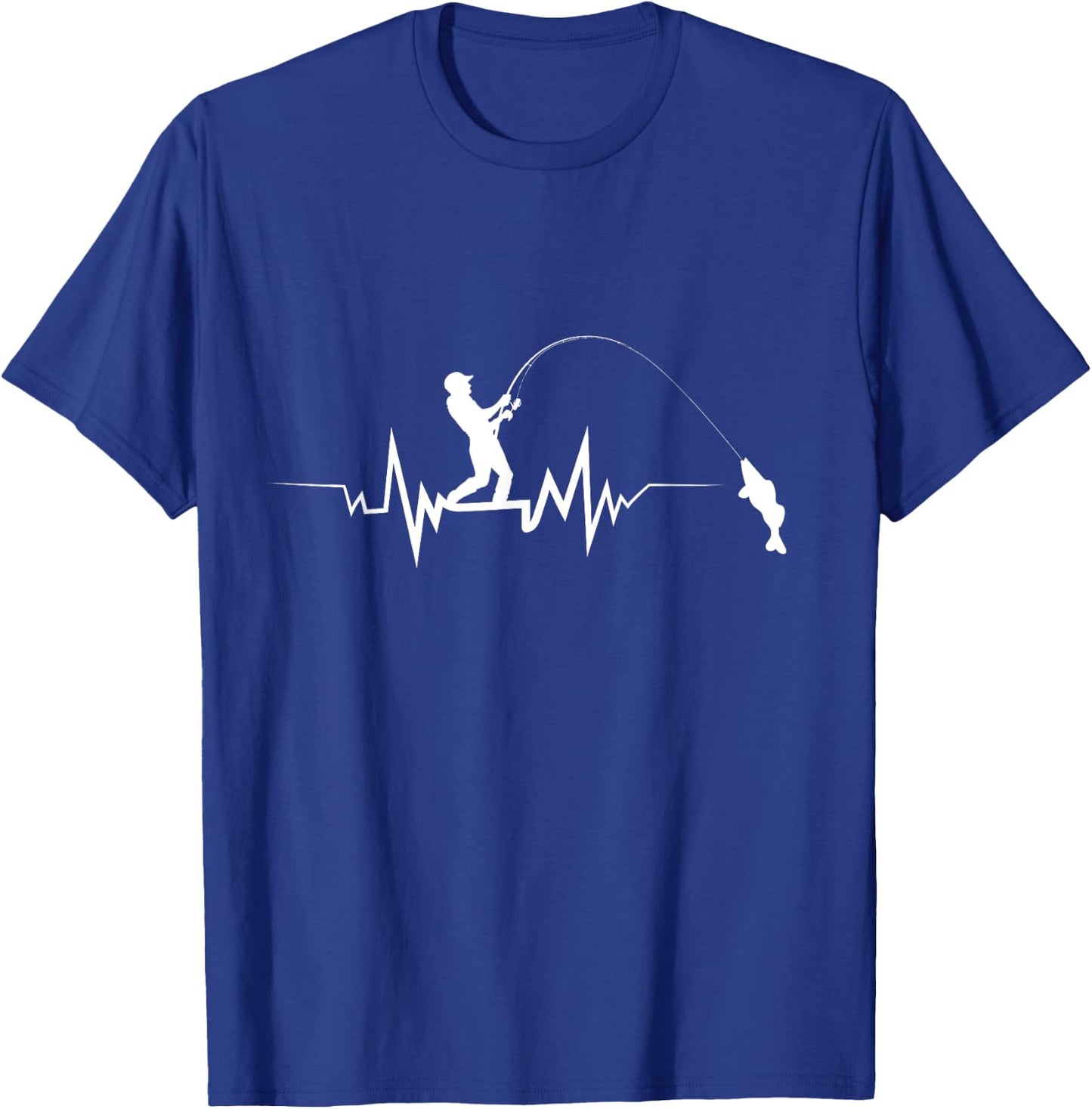 Fishing Heartbeat Cool Beat Great Gift Fisherman Large Black T-Shirt - T-Shirt | Royal
