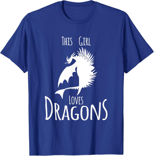 This Girl Loves Dragon Fire Animal Funny Gift T-Shirt - T-Shirt | Royal